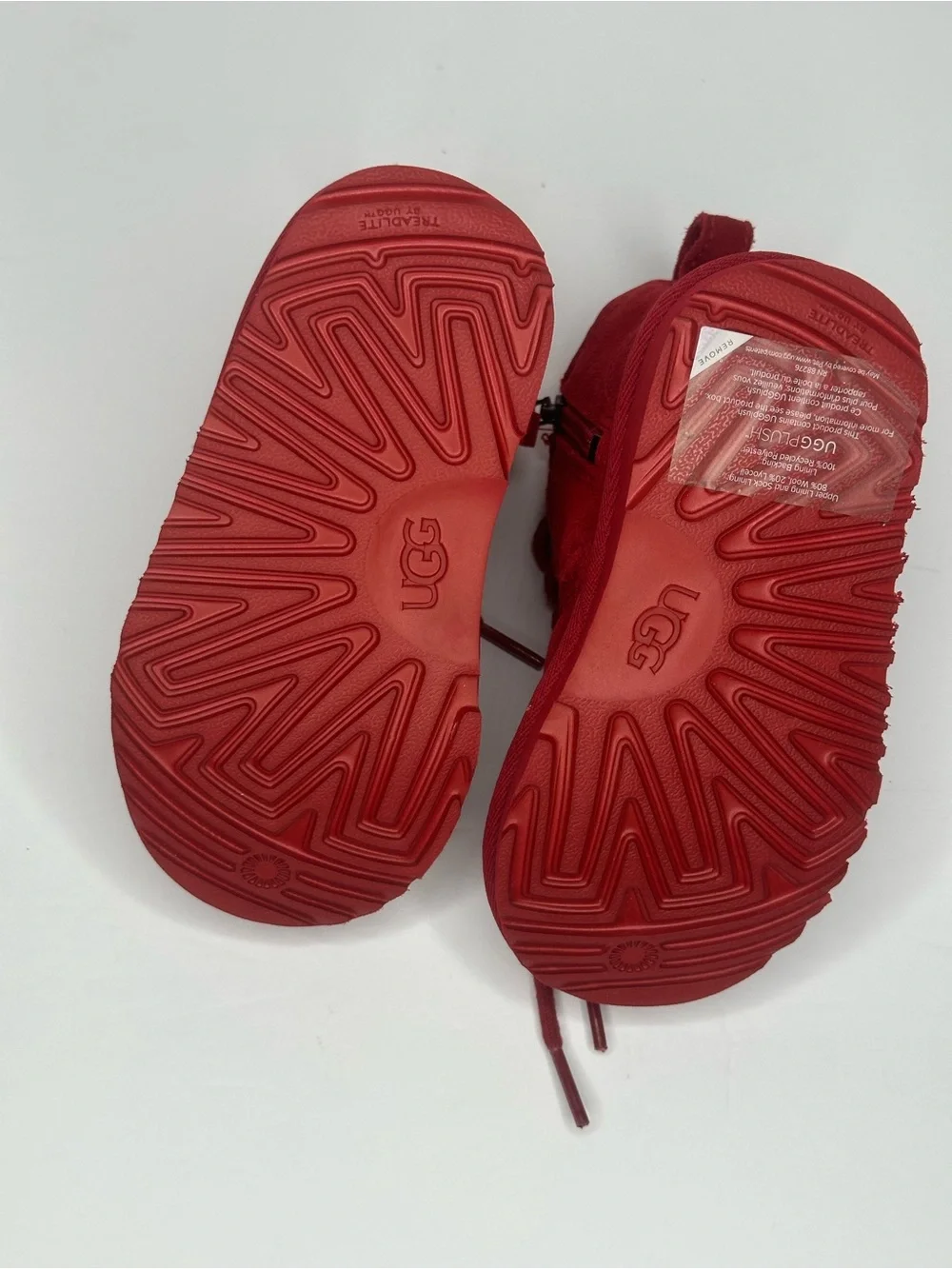 UGG Kids Red Lace-Up Plush Ankle Boots
